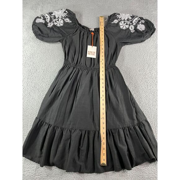Knox Rose Dress Women XS Black Boho Cottagecore Embroidered Balloon Sleeve NWT - Picture 10 of 13